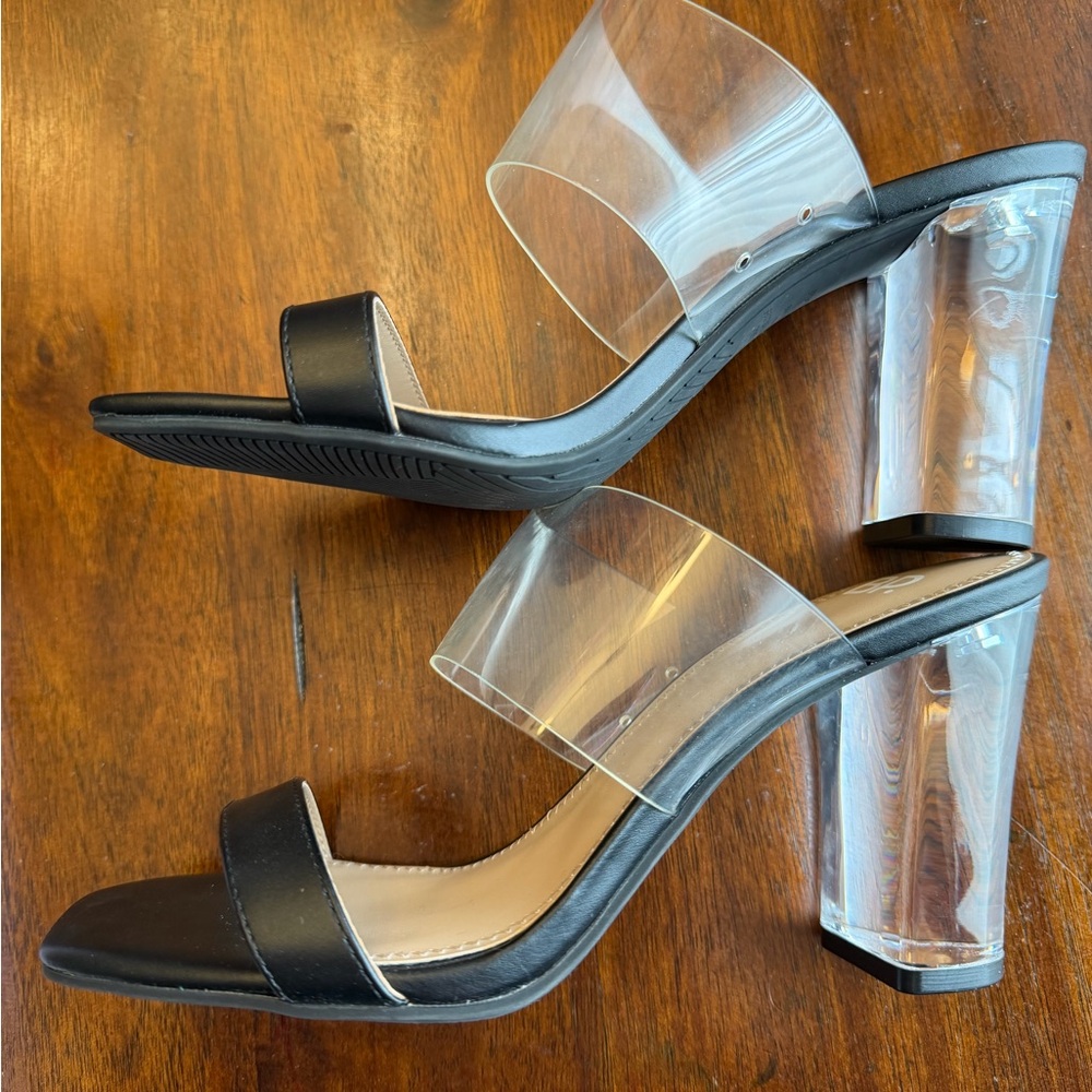 BP Black and Clear Heeled Sandals - Picture 2 of 3